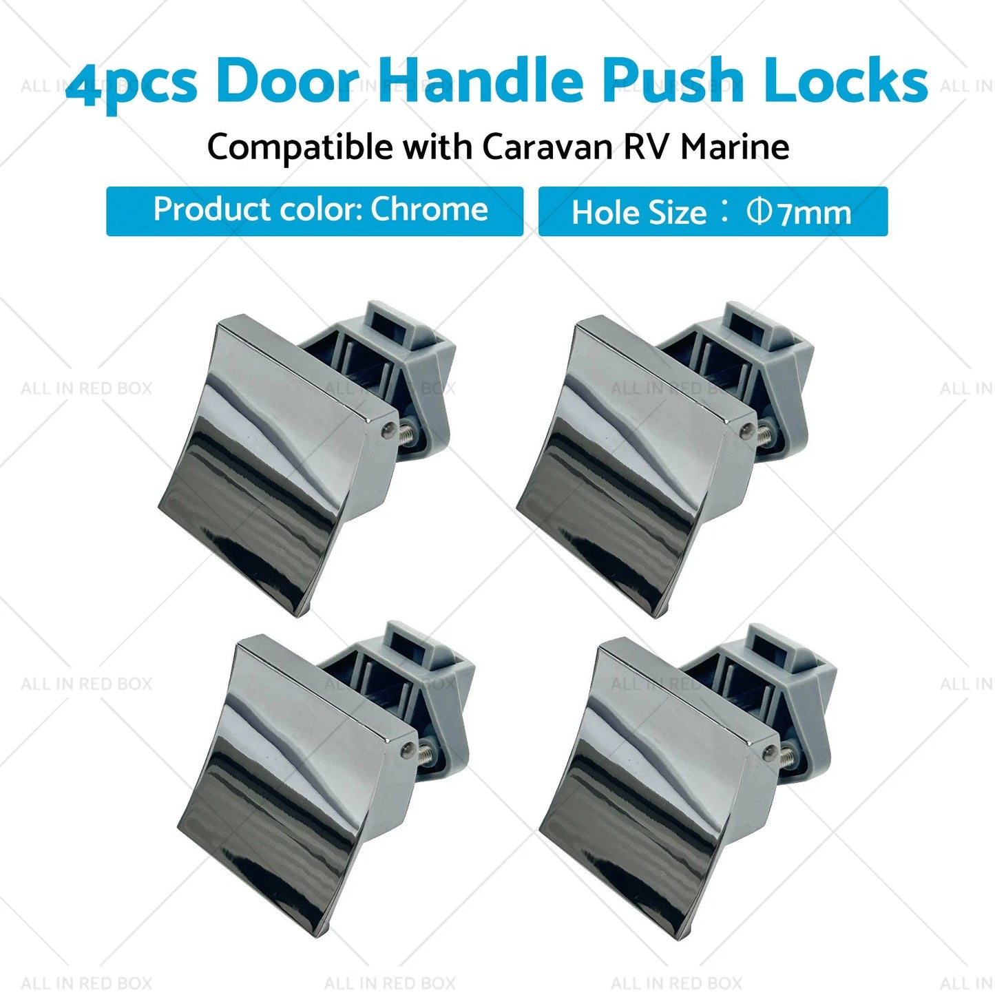 4 x Door Handle Push Locks for Caravan RV Marine Cupboard Latch Knob