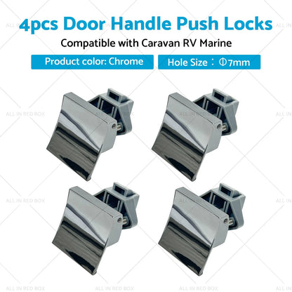 4 x Door Handle Push Locks for Caravan RV Marine Cupboard Latch Knob