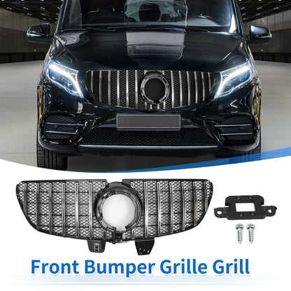 Front Upper Bumper Grille for Mercedes-Benz V-Class (2014-2023) Chrome Silver
