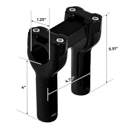 4" Vivid Black Handlebar Risers for Harley Dyna Softail (2006-2023)