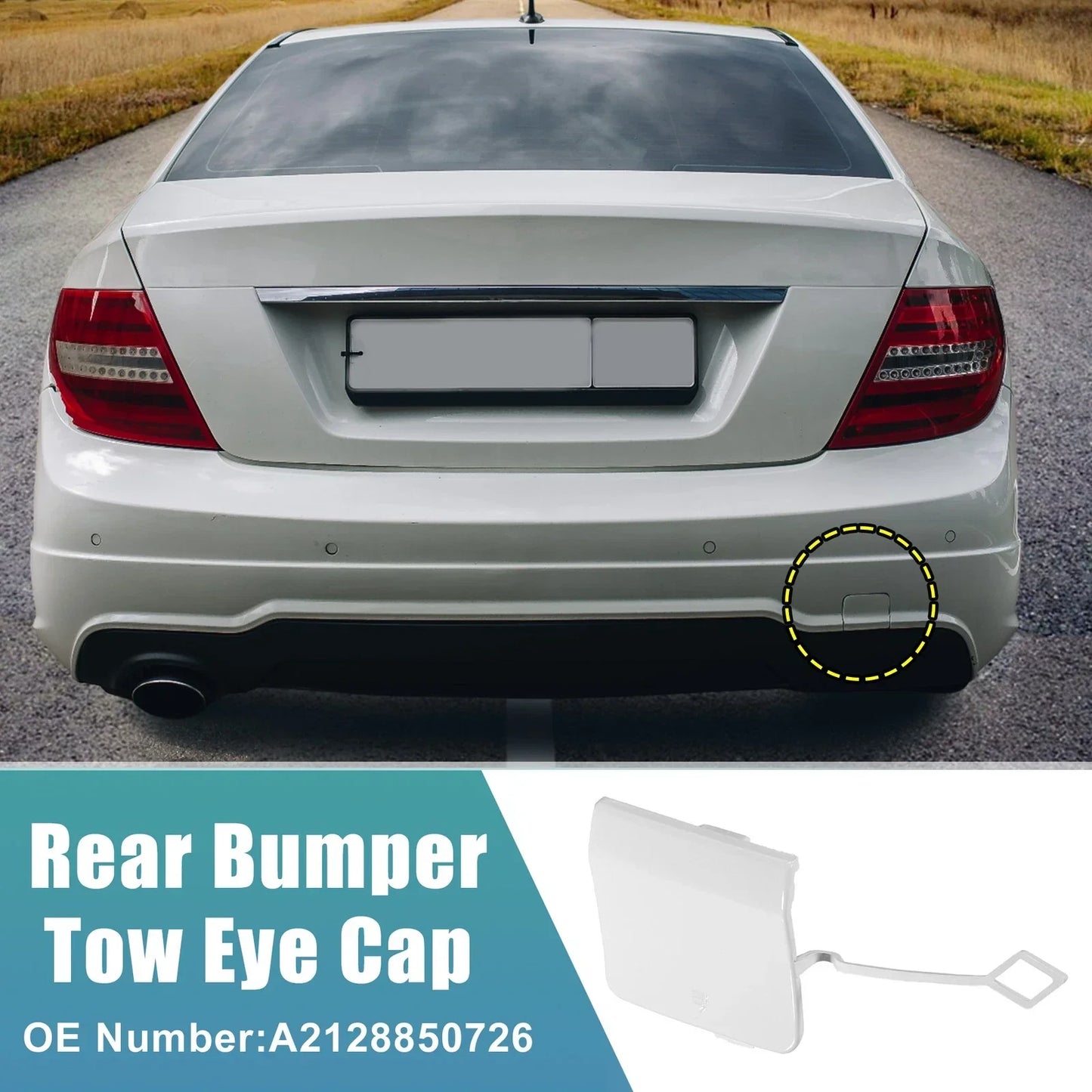 Rear Bumper Tow Hook Cap for Mercedes Benz E-Class (2010-2016) White