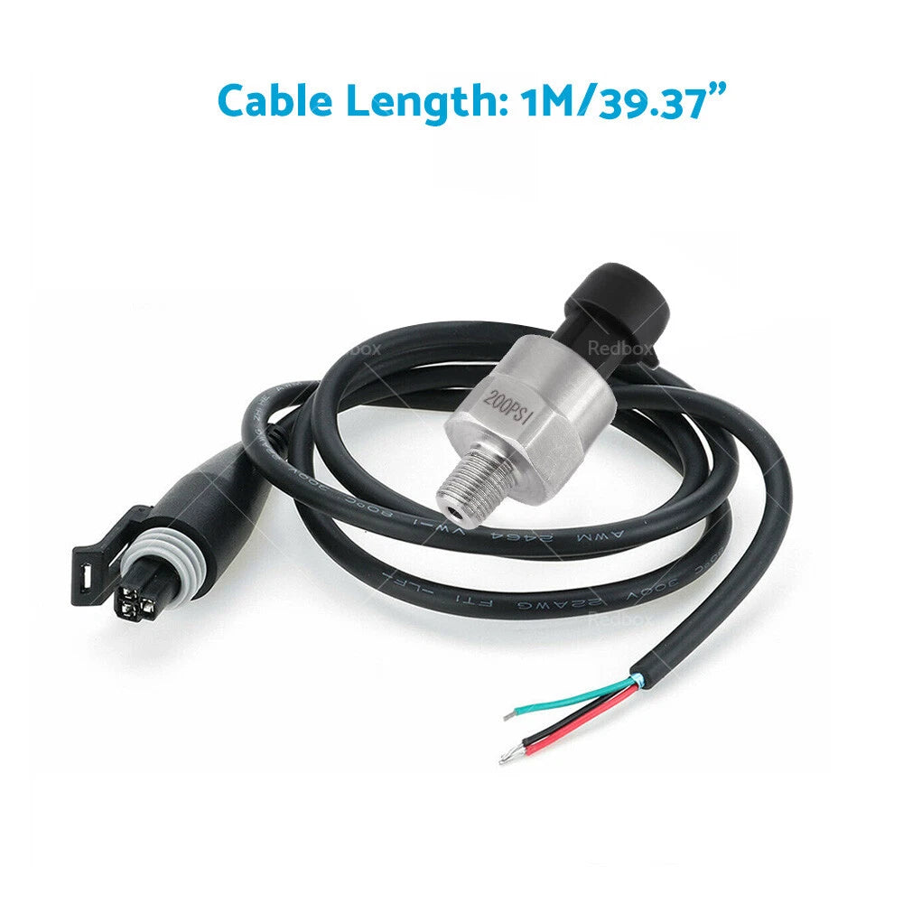 200PSI 5V Pressure Transducer Sensor for Air Oil Fuel - Stainless Steel