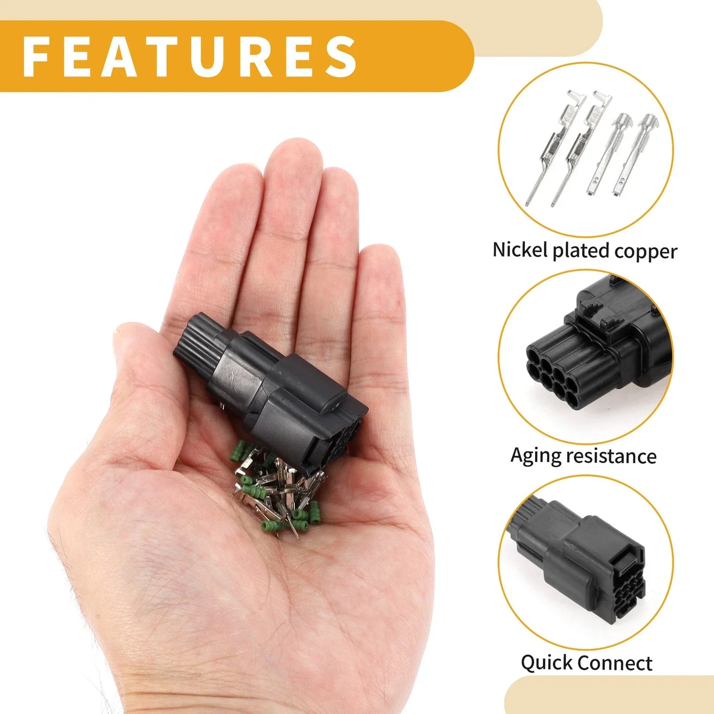 8 Pin Front Headlight Connector Plug for Honda - Male Female Wire Terminal