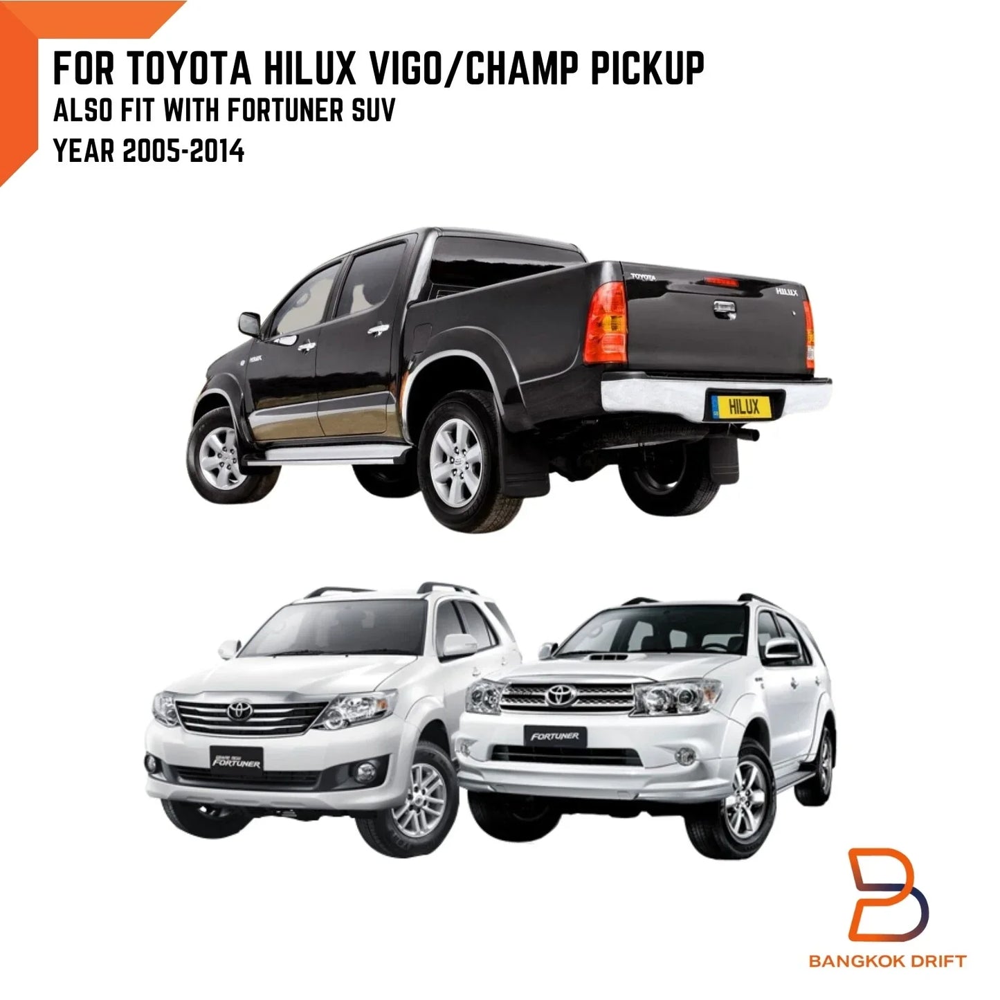 Rubber Mud Flap Splash Guards for Toyota Hilux MK6 MK7 SR5 (2005-2014)