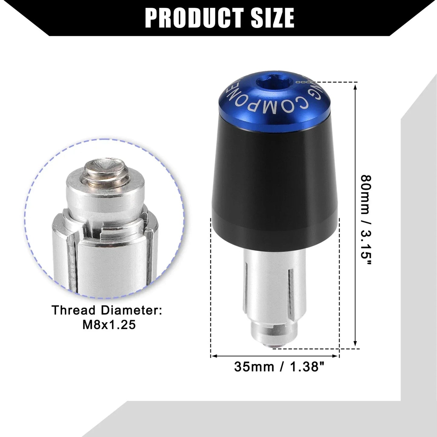 2 x 7/8" Handlebar End Plugs for Honda Motorcycle - Black Blue