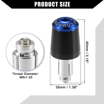 2 x 7/8" Handlebar End Plugs for Honda Motorcycle - Black Blue