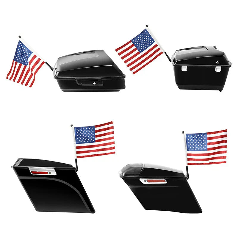 Saddlebag Trunk Mount American Flagpole for Harley Touring (1993-2022)