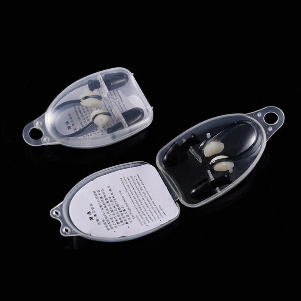 Nose Clips +  Ear Plugs for Swimming Gear with Case Box