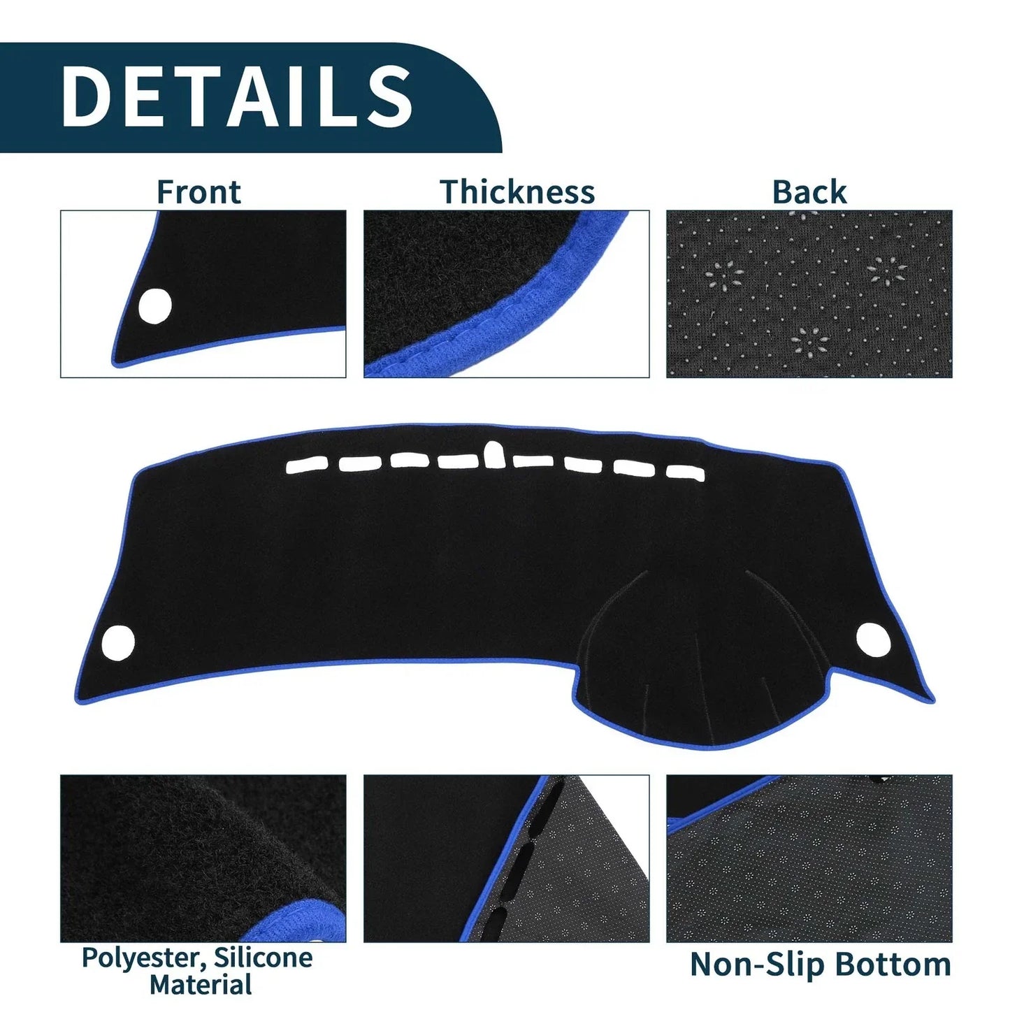 Dashboard Cover Mat for Honda City Grace 2008-2013 Sun Protector Pad Black Blue