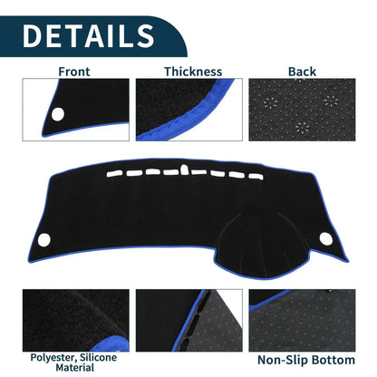 Dashboard Cover Mat for Honda City Grace 2008-2013 Sun Protector Pad Black Blue