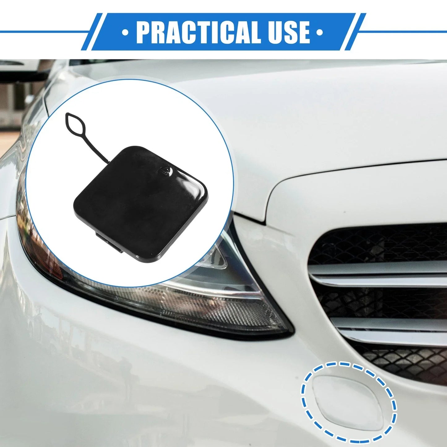 Front Bumper Tow Hook Cover for Mercedes-Benz S Class (2010-2013) Black