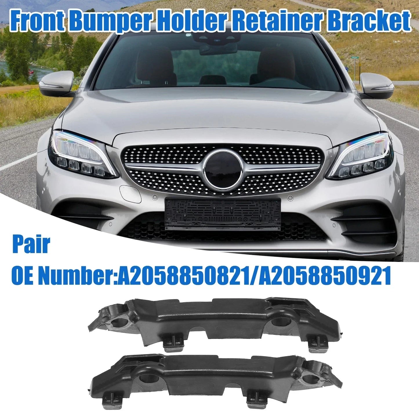 Front Left & Right Upper Bumper Cover Support Brackets for Mercedes-Benz C43
