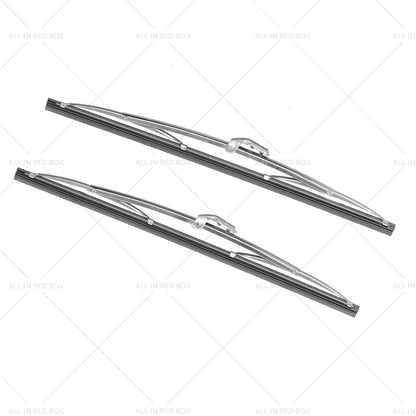 12" Polished Stainless Steel Front Windshield Wiper Blades for Universal (N/A)