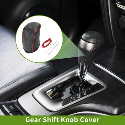 Gear Shift Knob Cover for Dodge Journey 2011-2020 Black Carbon Fiber Red