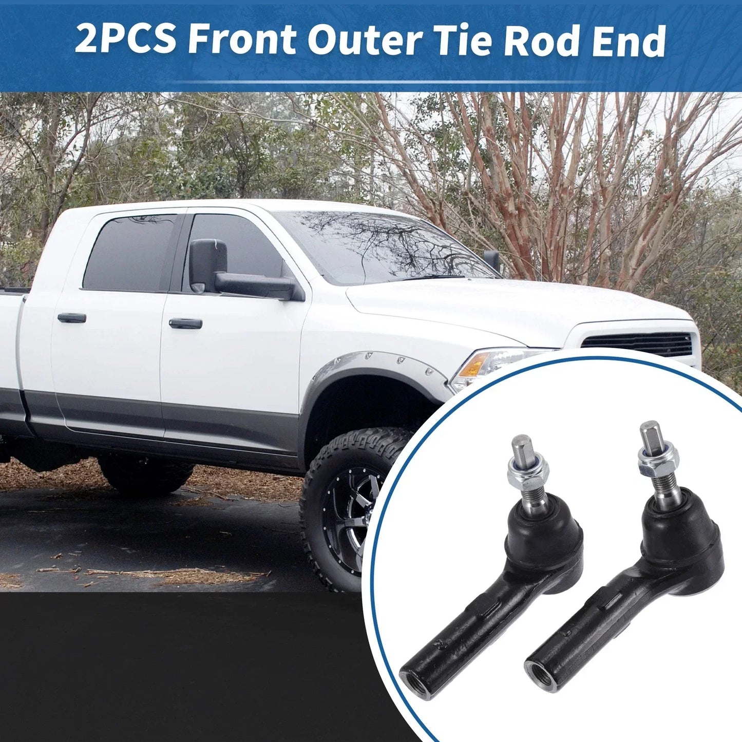 2 x Front Outer Tie Rod End Links for Dodge Dakota (2000-2004)