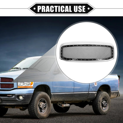 Front Grille Assembly for Dodge - Chrome Silver Tone Gloss Black