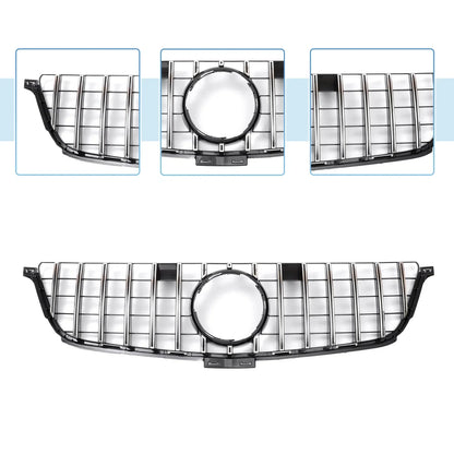 Front Upper Bumper Grille for Mercedes-Benz ML250 2015 Chrome Silver Tone