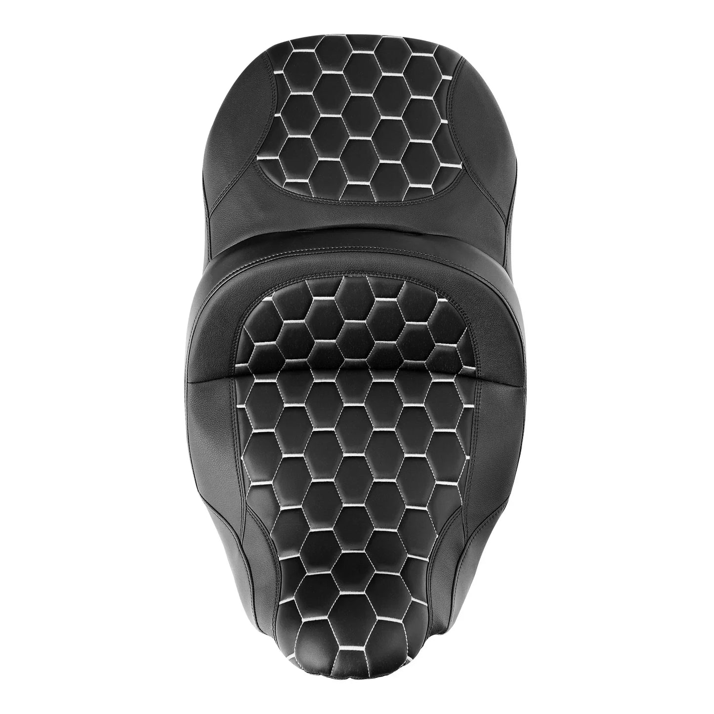 Driver & Passenger Gel Seat for Harley Street Road Glide (2009-2023) Black White
