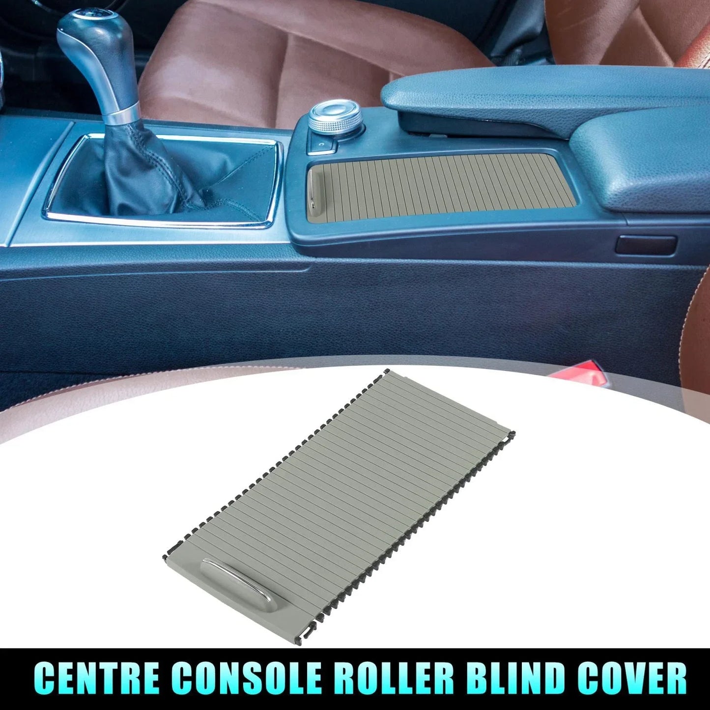 Car Center Console Roller Blind Cover Gray for Mercedes Benz C-Class (2007-2014)