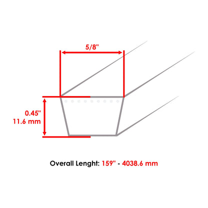 Deck Belt for John Deere ZTrak Mower (Belt 159 in x 5/8 in) (2000–2018)