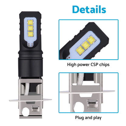 80W 6000LM LED Headlight Bulbs for Car (H3) - White 6500K