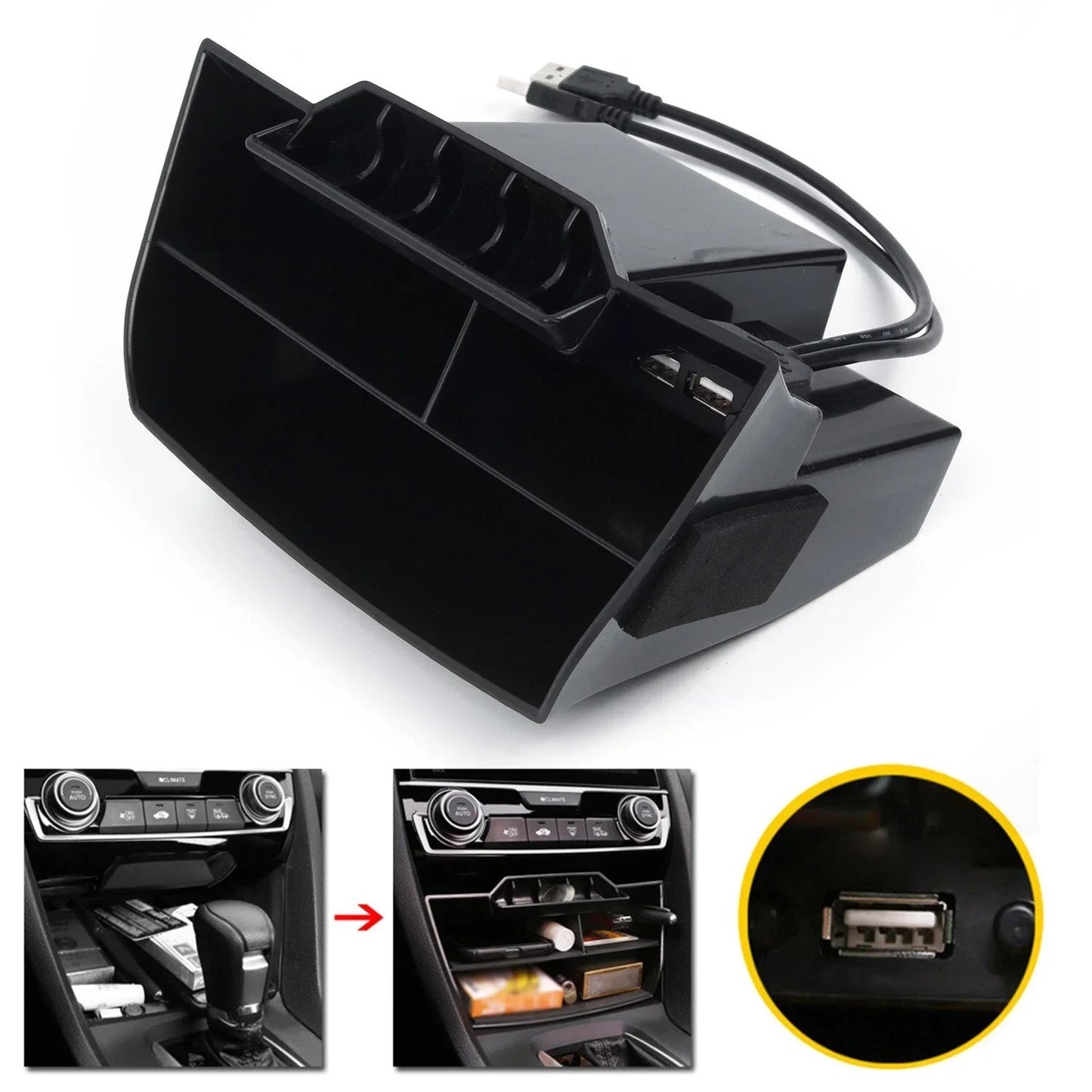 Console Central Storage Box + USB Accessories for Civic (2016–2019)