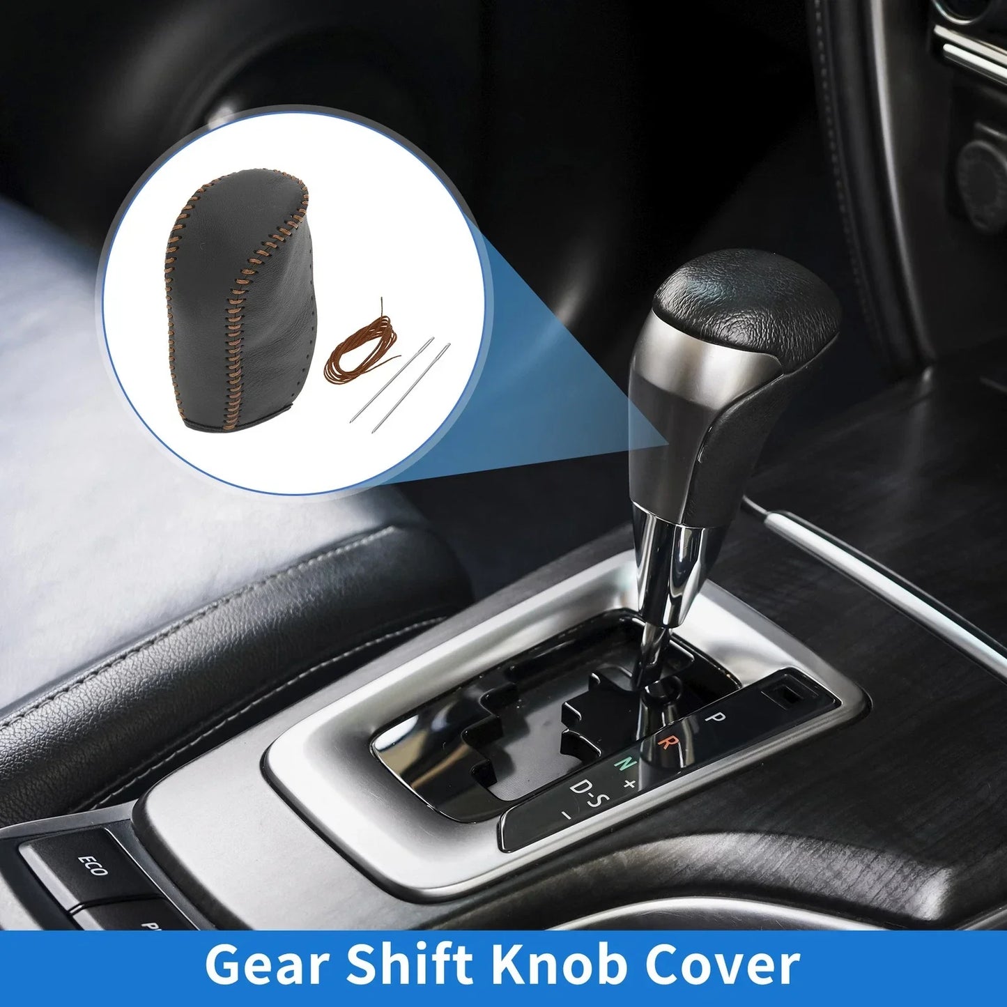 Car Gear Shift Knob Cover for Hyundai Tucson 2010-2013 - 1 x Black Brown
