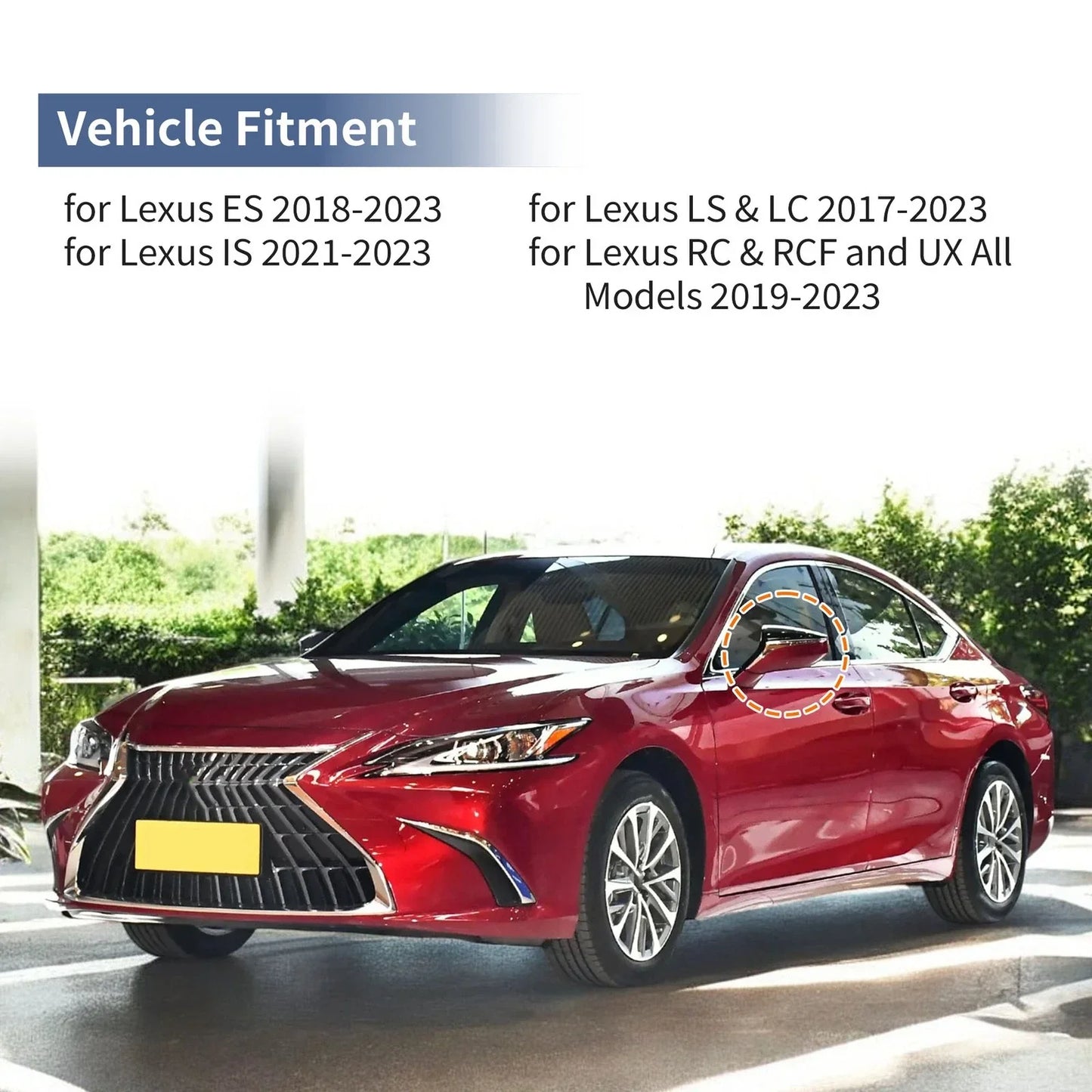 Gloss Black Left Right Mirror Cover Cap Replacement for Lexus ES (2018-2023)