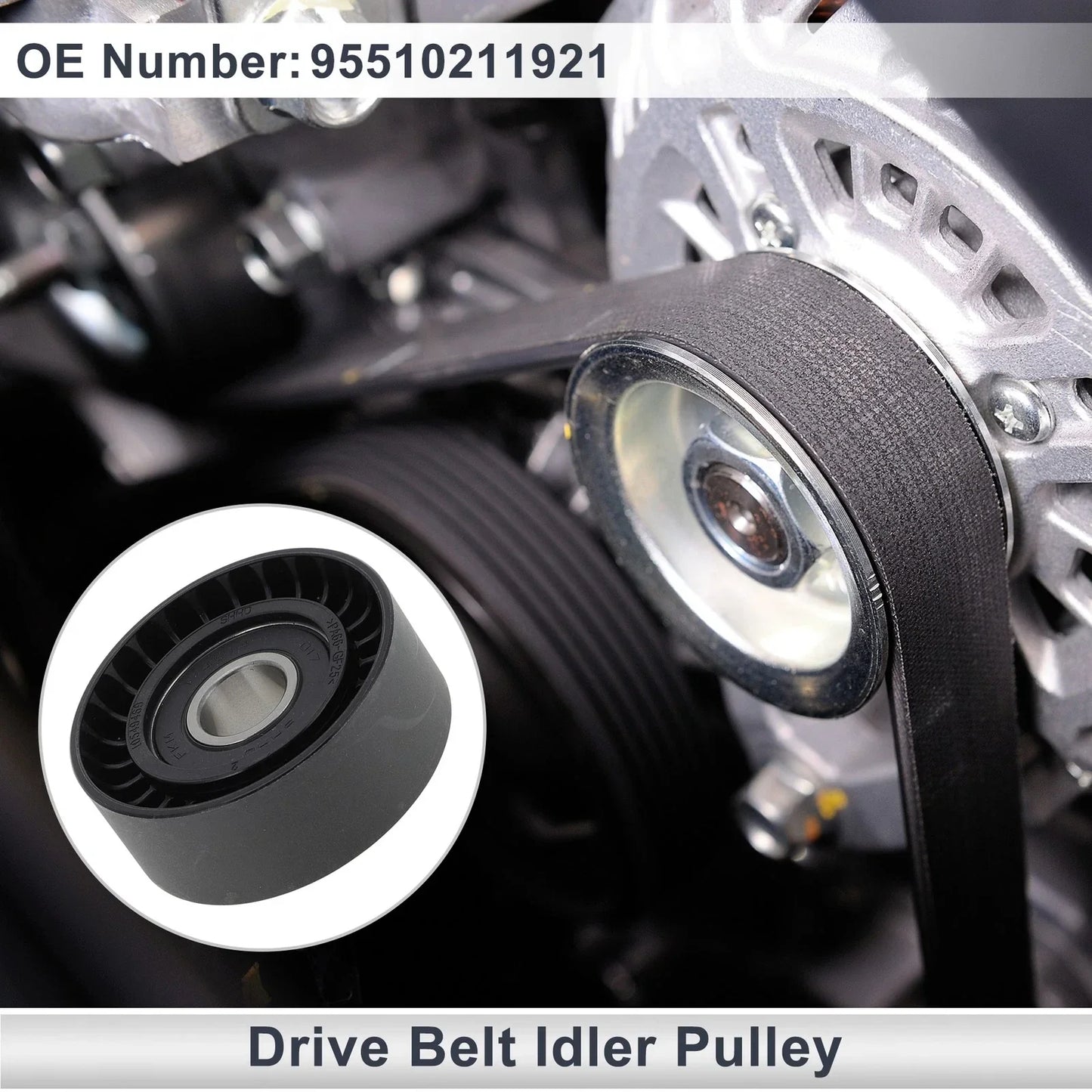 Drive Belt Idler Pulley for Porsche Cayenne (2011-2018) Black 1 x Piece