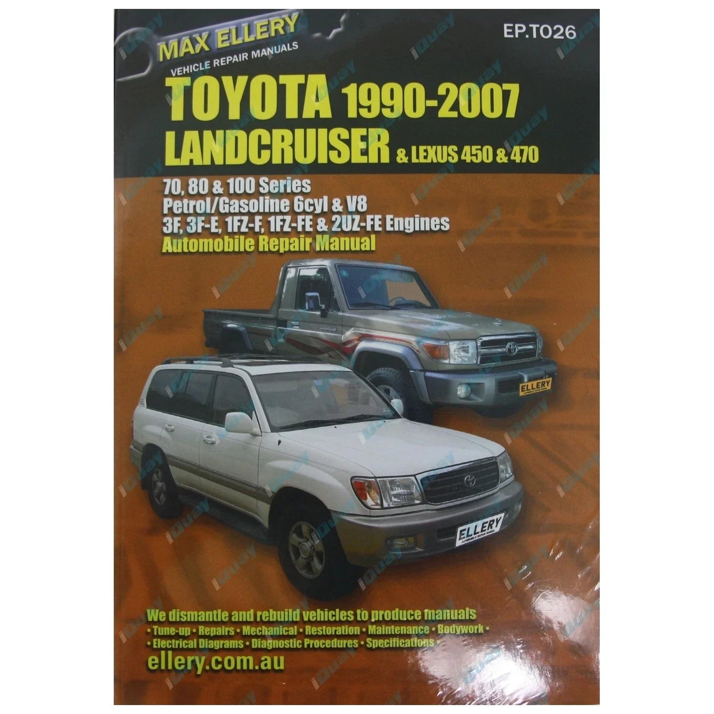 Workshop Repair Manual for Toyota Landcruiser 1990-2007 70 80 100 Series Book