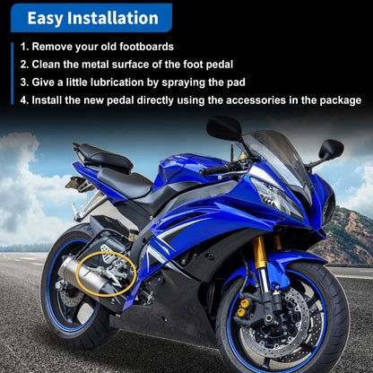 Universal Motorcycle Rear Foot Pedal for Honda, Suzuki, Kawasaki - 1 Pair