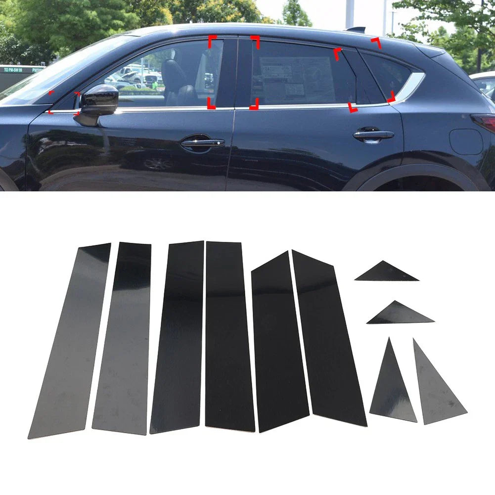 Pillar Post Set Door Window Trim Covers Gloss Black for Mazda CX-5 (2017-2024)