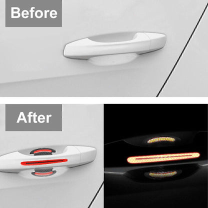 4 x Universal Car Door Handle Reflective Stickers for Scratch Protection Red