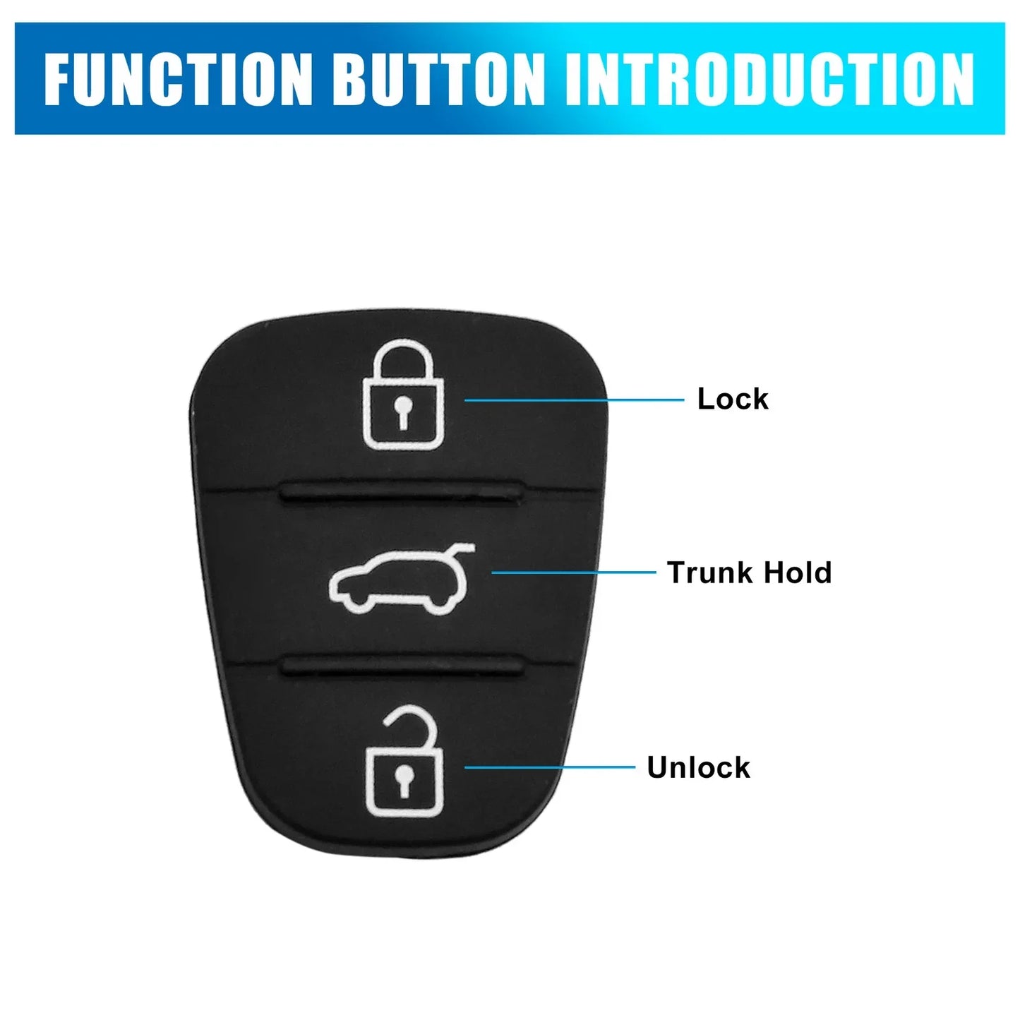 Hyundai 3 Button Key Fob Shell Case Rubber for Hyundai ( Available)