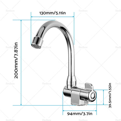 Single Cold Water Faucet Tap 360° Rotation 1/2in for RV Motorhome