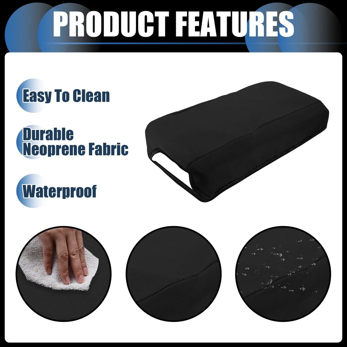 Armrest Protector Cover Pad for Hyundai Sonata (2015-2019) Neoprene Black