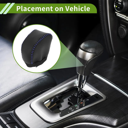 Lexus NX250 Gear Shift Knob Cover 2 x Black Blue Faux Leather (2022-2023)