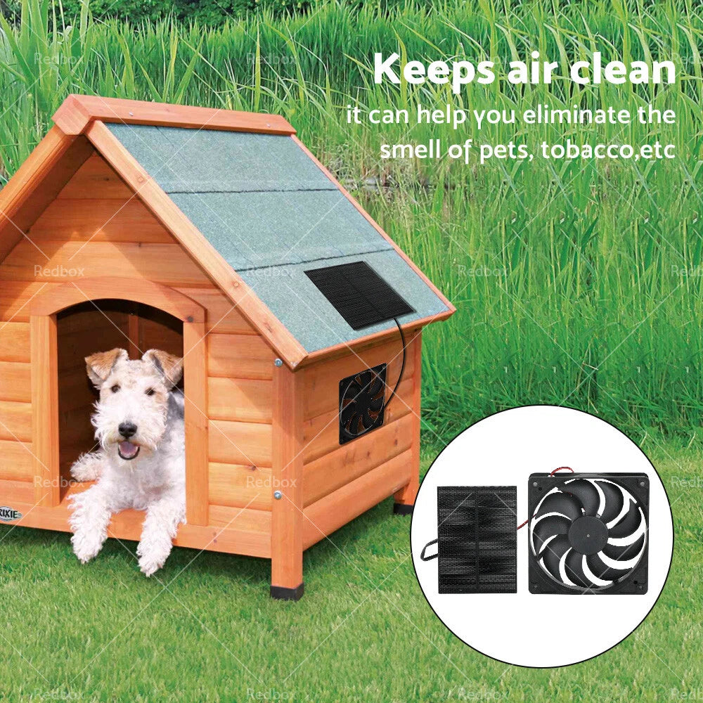 3W Solar Panel Fan for Greenhouse, Pet, Dog, Chicken House