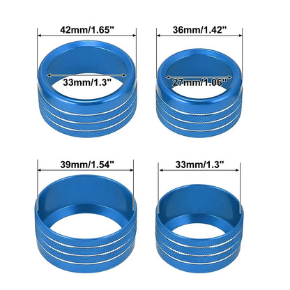5 x Blue AC Radio Switch Knob Covers for Dodge Ram 1500 (2018-2020)