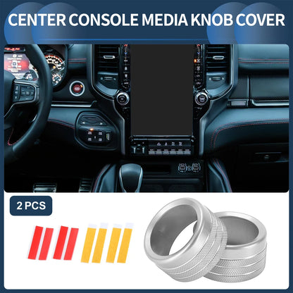 Center Console Audio Media Knob Cover for Dodge Ram (2019-2021) - 2 Pcs