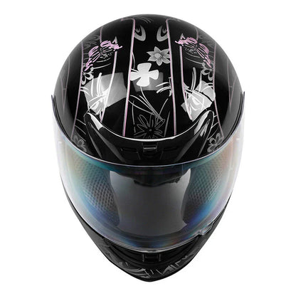 Adult Pink Black Butterfly Full Face Motorcycle Helmet for DOT S-XXL