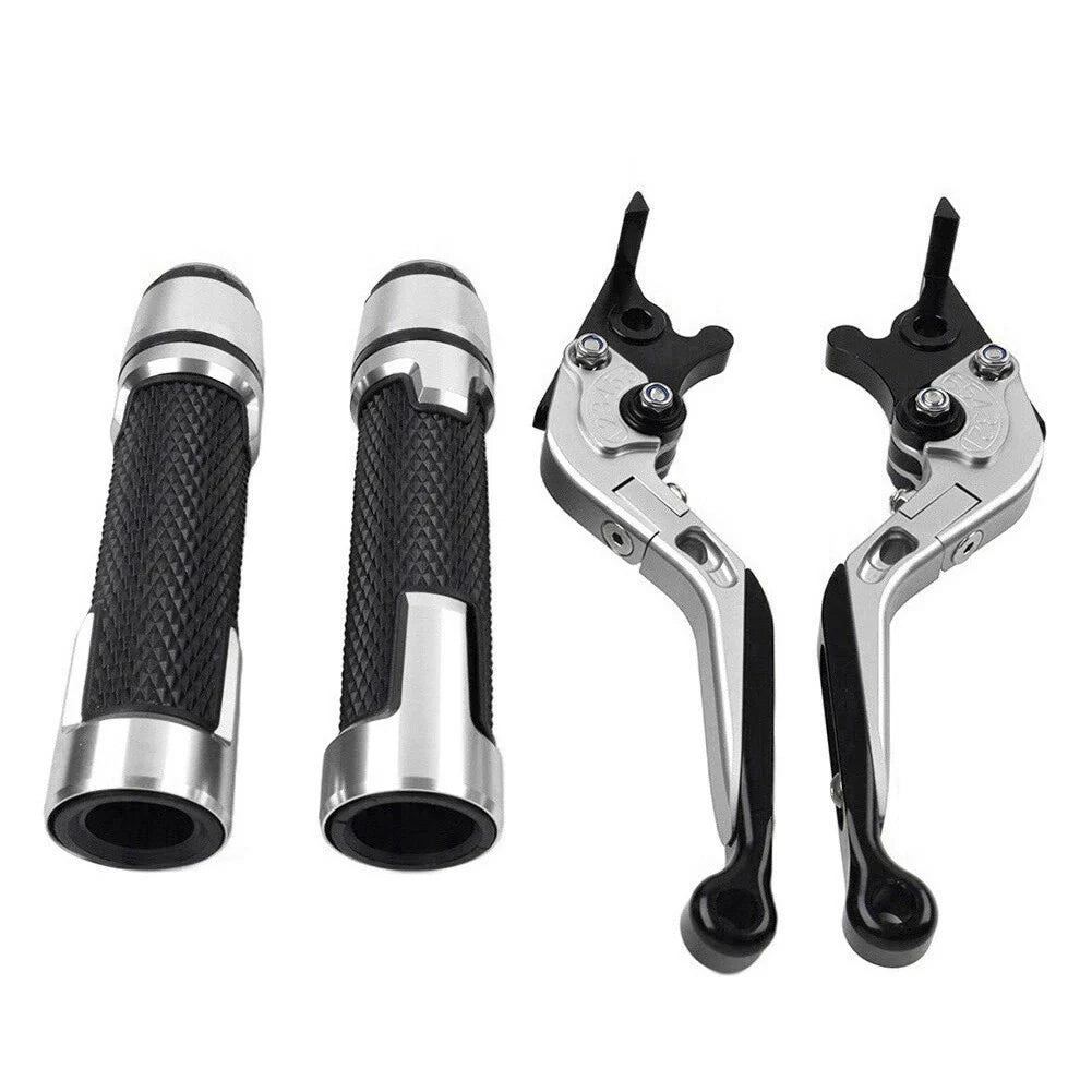 Silver Extendable Brake Clutch Lever Grip Set for Yamaha YZF R1 (2009-2014)