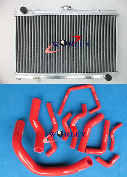 52mm Aluminum Radiator & Blue Hose for Nissan Silvia 180SX S13 (89-94)