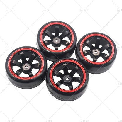 4pcs Hard Plastic Tire Wheels for 1/10 RC Drift Cars
