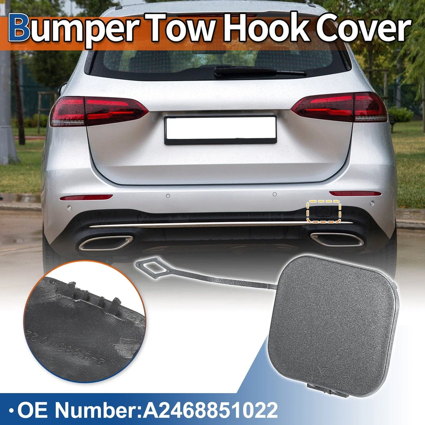 Rear Tow Hook Cover for Mercedes-Benz B-Class (2012-2019) Gray