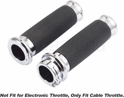 25mm Chrome Handlebar Hand Grips for Harley Sportster, Dyna, Softail (2004-2023)