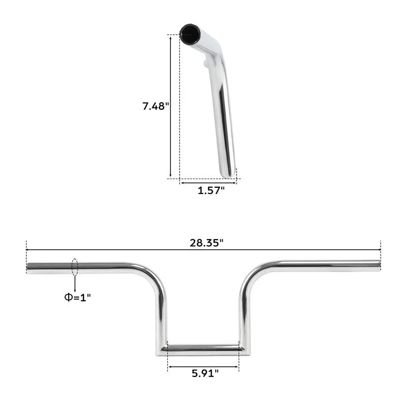 7in Rise 1in Handlebar for Harley Sportster 883 1200 Dyna Low Rider