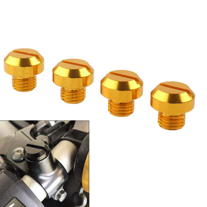 4PCS M10 Motorcycle Mirror Hole Blanking Plugs Screws Caps Gold