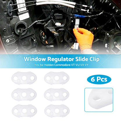 6 x Window Regulator Slide Clips for Holden Commodore VT VU VX VY (1997-2007)