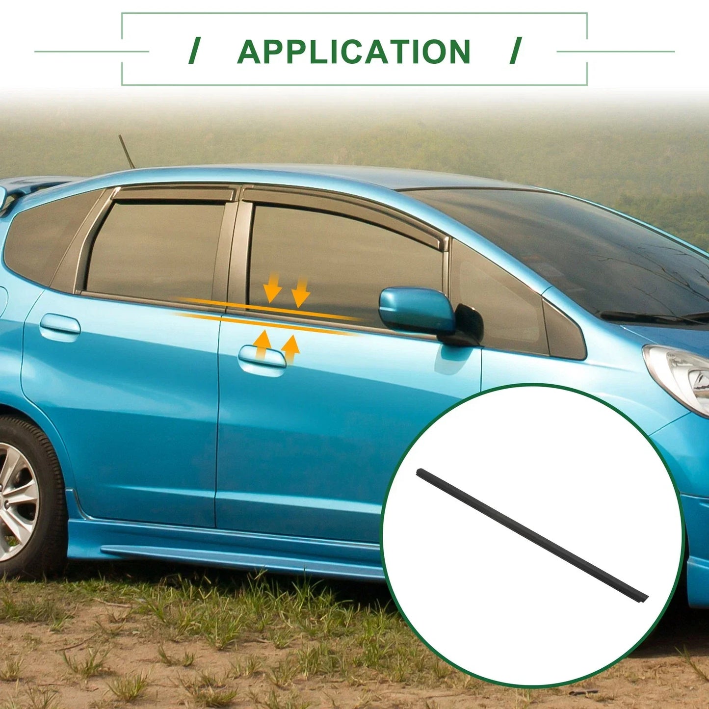 2 x Front Left & Right Weatherstrip Window Seals for Honda Fit (2009-2014)